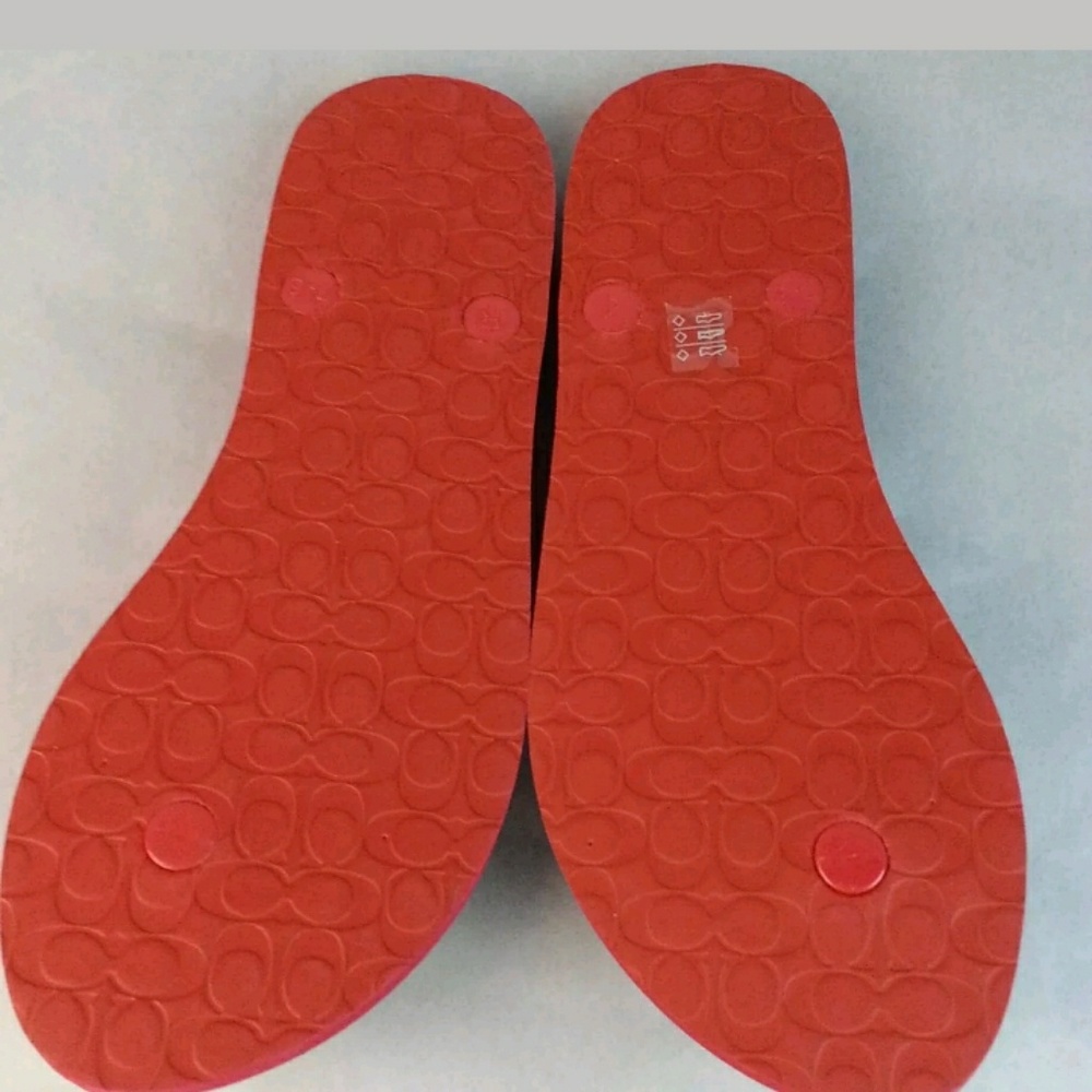 Coach Women's Abbigail Floral Rubber Red Flip Flop - Picture 4 of 5